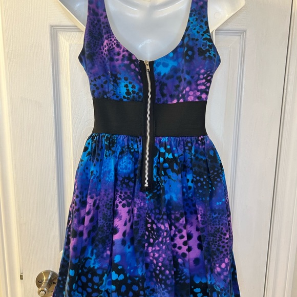 Necessary Objects cotton blend cocktail dress, blue and purple, small - Picture 5 of 7